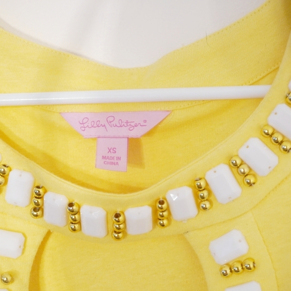 LILLY PULITZER Yellow Grace Beaded Cutout Dress - Picture 8 of 9